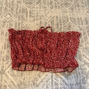 Stylish Red Floral Crop Top with Ruffles